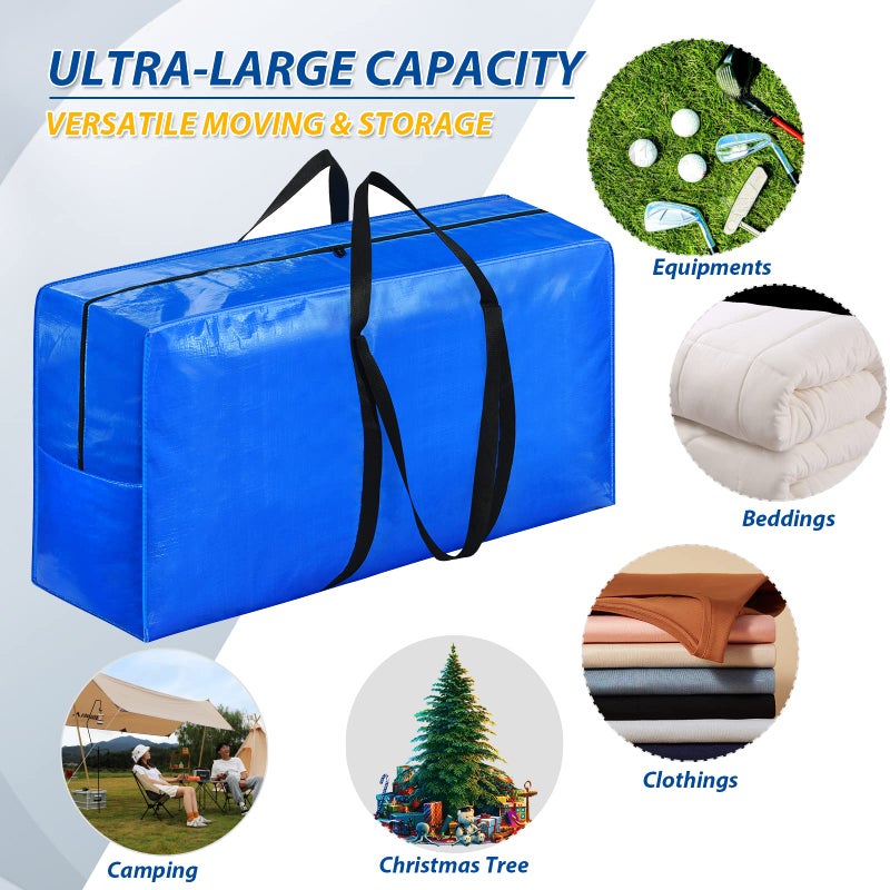 HAPPY CHEERS 57 Gallon Extra Large Storage Bags, XXL Jumbo Large Moving Bags Heavy Duty, Storage Totes Moving Boxes Supplies for College, Foldable Duffle Bag for Travel, Christmas Tree Bag, 42x23x13.5inch - 4PACK - Image 5